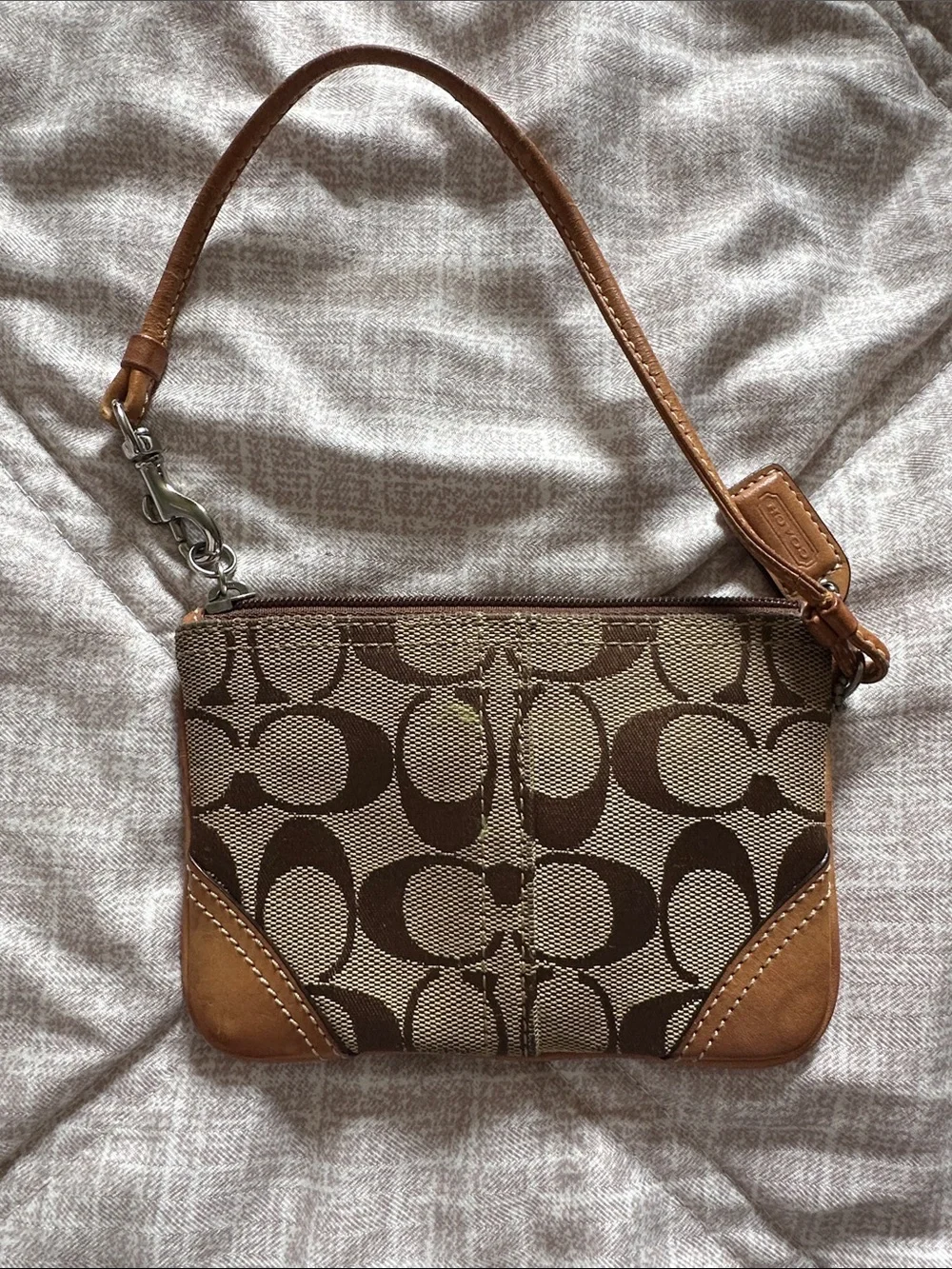 Coach Brown/Tan Signature Canvas Wristlet